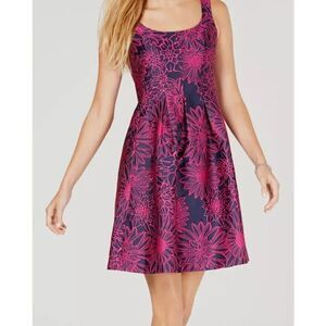 NEW Pappagallo Jacquard Fully Embroidered Orchid Floral Sleeveless Dress Size 10